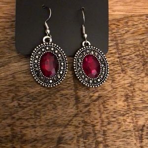 *New* Red earrings on fish hook